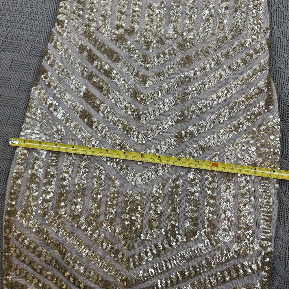 Dress the Population Lola gold sequin long sleeve bodycon mini dress M Fits S - Picture 10 of 14